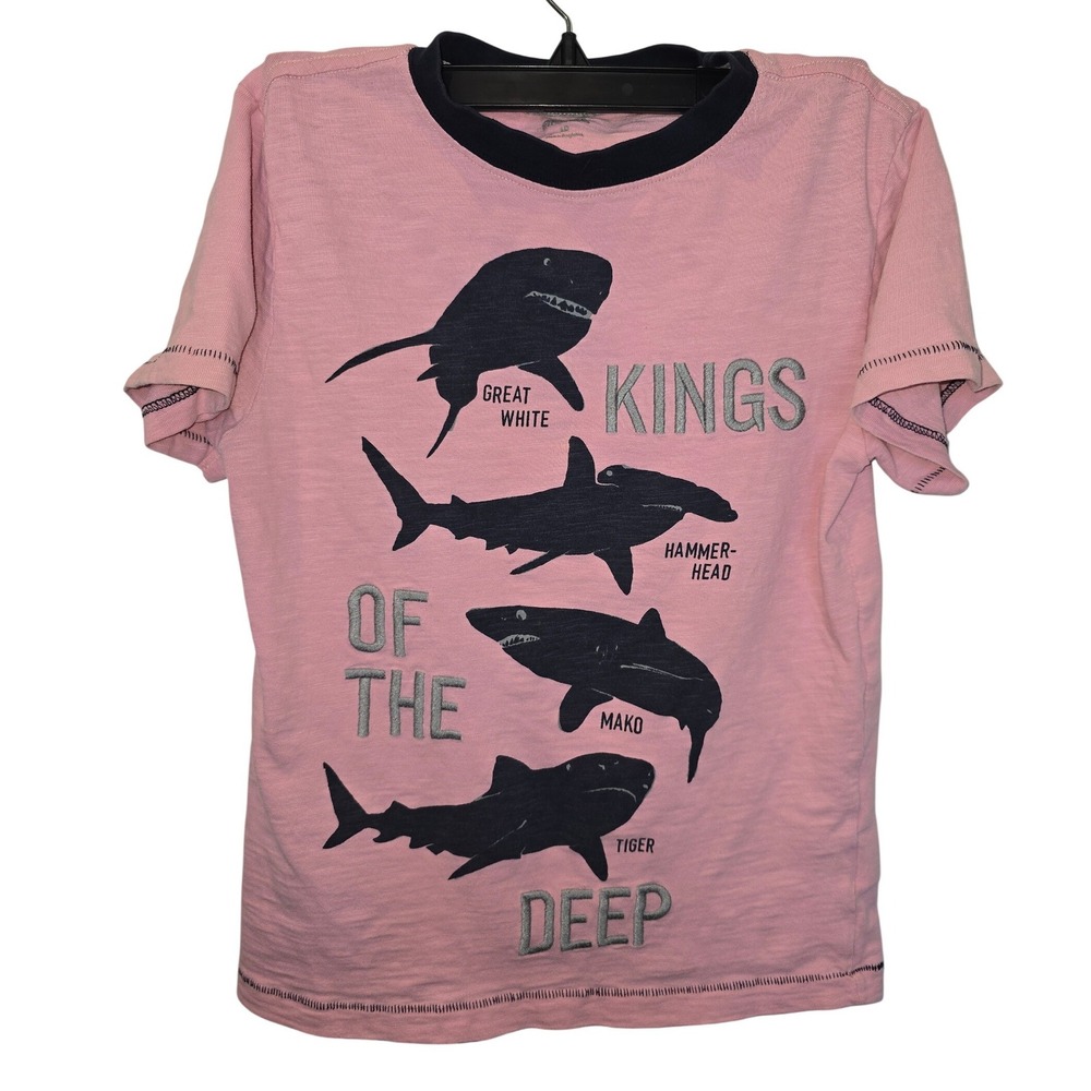 Gymboree Boys Shark Graphic Tee Pink‎ Kings of the Deep Cotton T-Shirt Size 10